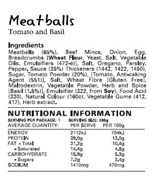 Tomato and Basil Meatballs Ingredients & Nutritional Information