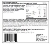 Dark Chocolate Cheescake Directions, Ingredients and Nutritional Information