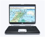 Laptop running mapping software