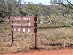 Tunnel Creek National Park Entry - Sign marking turnoff to Tunnel Creek