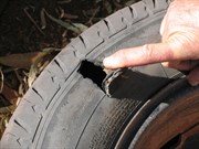 Tyre ruined on GRR 130km E of Derby