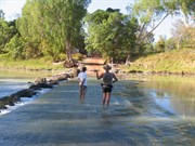 Low tide and low water flow in August