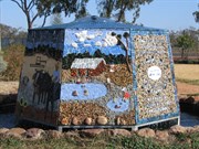 mosaic tiled monument to settlers