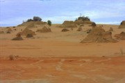 Rich colours of layers of sand and clay in the lunette