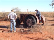 An old rusty case tractor at the base of Poodinitterra Hill