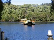 Fatman barge crossing on the Pieman at Corinna