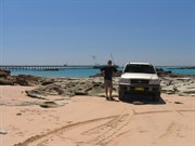 Beach access from eastern boat ramp. Main Broome jetty behind