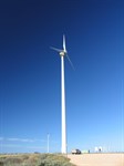 Wind turbines partly power the town