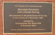 Constable John Charles Shirley Memorial Plaque