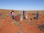 Inspecting some of the nearly 30 old 44 gallon drums