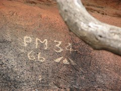 Waterfall Rockhole - Muirs inscription at Waterfall Rock Hole 