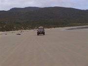 Driving along the beach to Cloudy Bay Camping Area