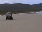 Driving along the beach to Cloudy Bay Camping Area