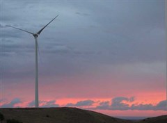 Mount Millar wind farm - Turbine at sunset