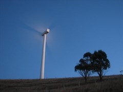 Toora wind farm - A time exposure of a Toora turbine