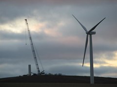 Waubra wind farm - Working on the Waubra wind farm on a grey morning in April 200