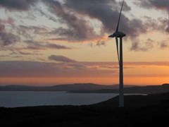 Grasmere wind farm - One of the Grasmere turbines in the evening