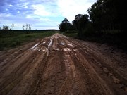 Cooloola Way becomes muddy in places.