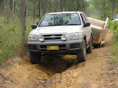 Telegraph Track unknown creek - Eroded track is slow going 