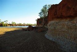 tall river banks at the pool