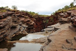 View from the top of the falls back up the gorge