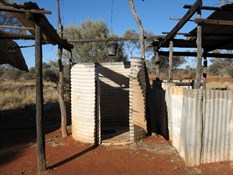 The outside shower at Yeo Homestead.