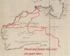 Our 2007 trek superimposed on a very early 1644 map of Hollandia Nova