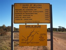 Wiluna North Road Sign