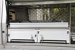 Powdercoated drawers and the new top slide.