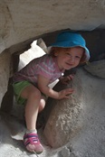 Peta exploring the Sandstone caves at Marlong Arch, Mt Moffatt 