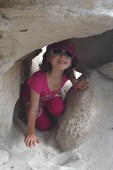 Ashley exploring the sandstone caves at Marlong Arch