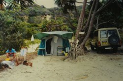 Troopy at beach camp, 1995