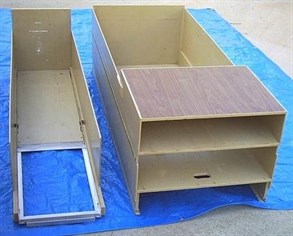 The drawers, carpenter's special running on ball race wheels centred on each side 