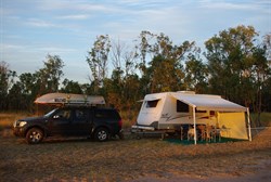 set up in our campsite at Lake Broadwater