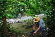 putting on the boots after a creek crossing