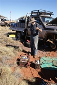 The batteries set up and connected for welding