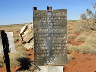 The plaque at Veevers Crater