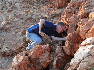 Equinox looking for dinner in some of the many caverns at Red Bluff