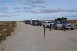 Vehicles lined up to use the ferry