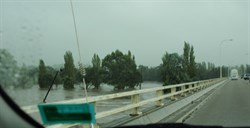 Bega river in flood taken when we crossed the bridge