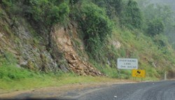landslip on the road side near Brogo