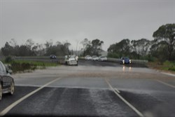 water over the road south of Pambula