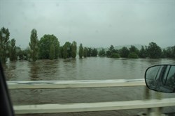 Bega river in flood taken as we drove across the bridge