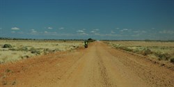 pushbike rider on the track between Oodnadatta and Marla