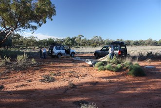 The boys setting up camp