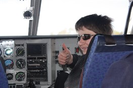 Riley enjoying the co-pilots seat