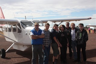 The lads at William Creek after their flight