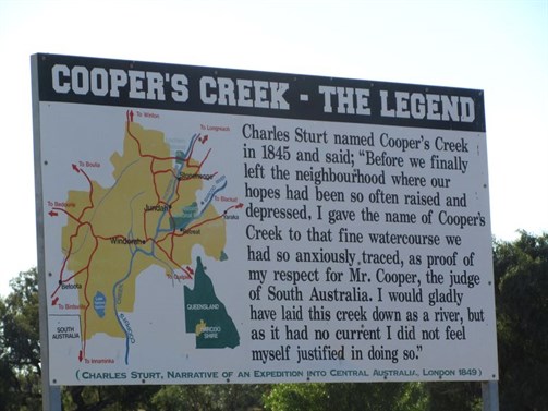 Sign on Cooper Ck at Windorah