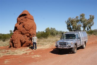The CP and the giant termite mound - Plenty Highway NT