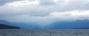 The gloomy waters of Lake Te Anau